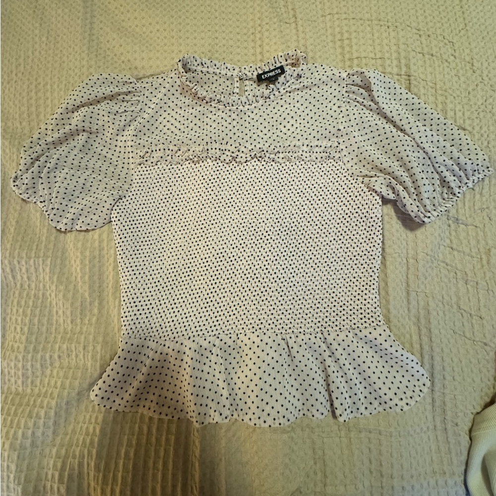 Express Pink Polka Dots Top